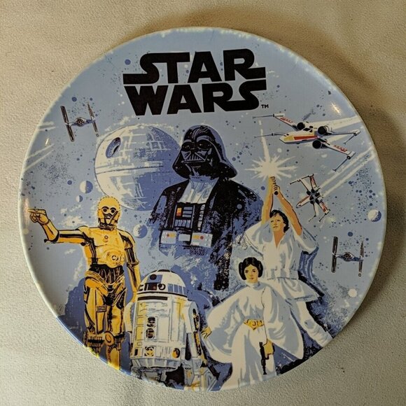 Star Wars Plate 2010 Lucas Film Pottery Barn Kids Plastic Dishwasher Safe Blue - Picture 1 of 7